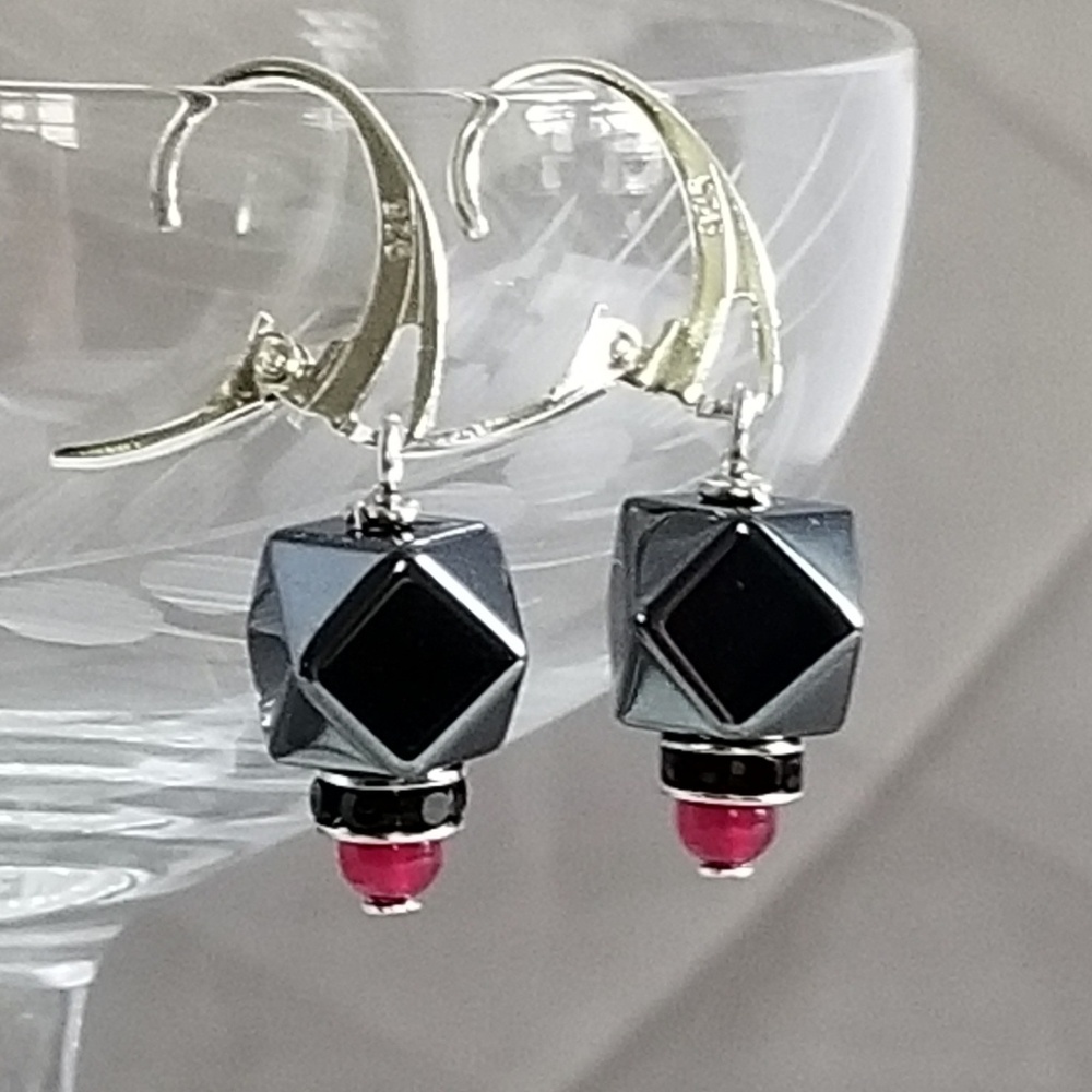 Ruby & Hematite Gemstone Earrings